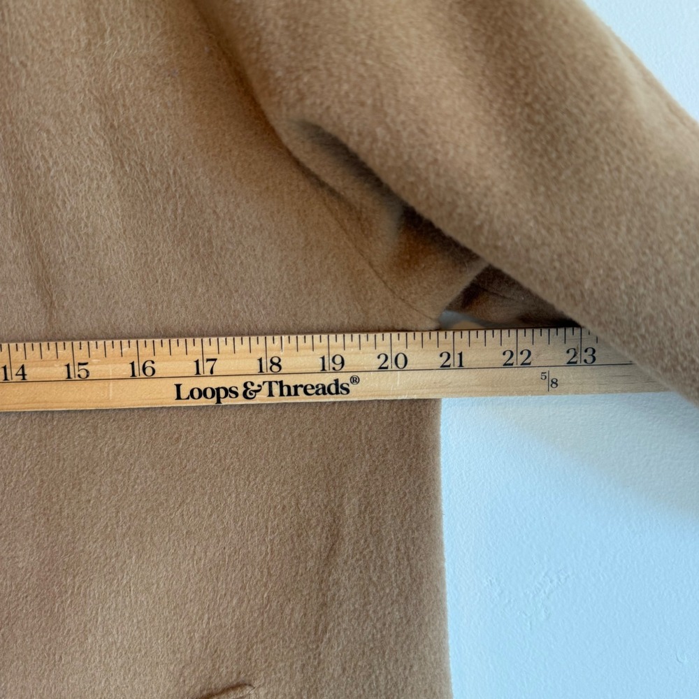 Vintage Fleurette 100% Camel Hair Coat Tan Longline ILGWU Nordstrom Minimalist L - Picture 14 of 16